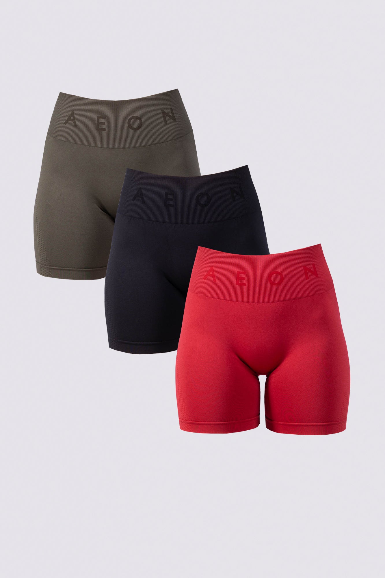 ELEVATE SHORTS BUNDLE - BLACK & OLIVE & STRAWBERRY (3-PIECE)