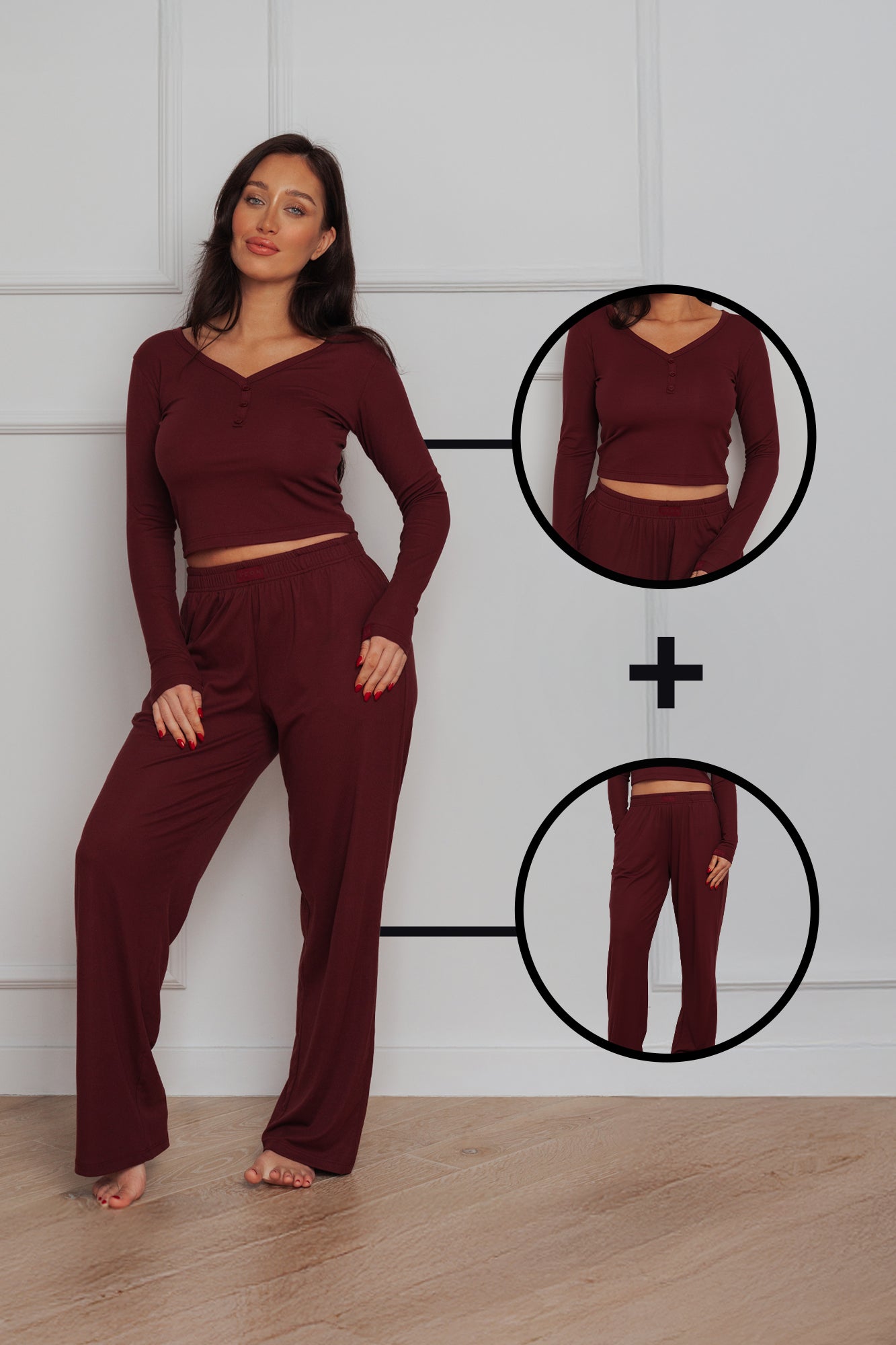 EASE PYJAMA BUNDLE - BURGUNDY (2 - PIECE) - Aeon Athletics
