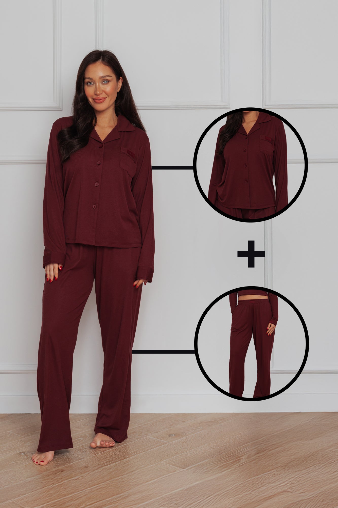 EASE PYJAMA BUNDLE - BURGUNDY (2-PIECE)